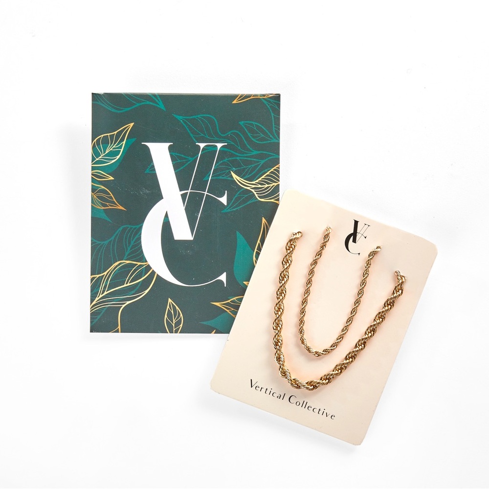 Vertical Collective Twisted Gold Chain Necklace Set